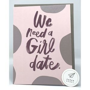 PAPER REBEL Humor "GIRL DATE" Greeting Card 3 PACK